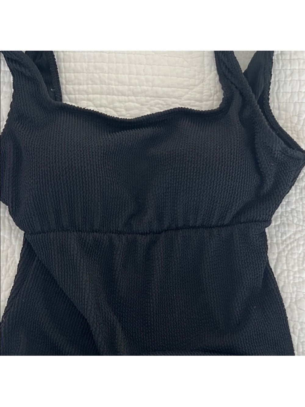 Seraphine Black Ribbed Maternity One-Piece Swimsuit - Supportive Scoop - Picture 5 of 7